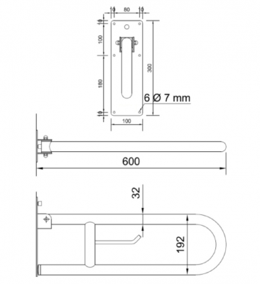 NOFER 15051.60.NBA поручень откидной 60 см, белый