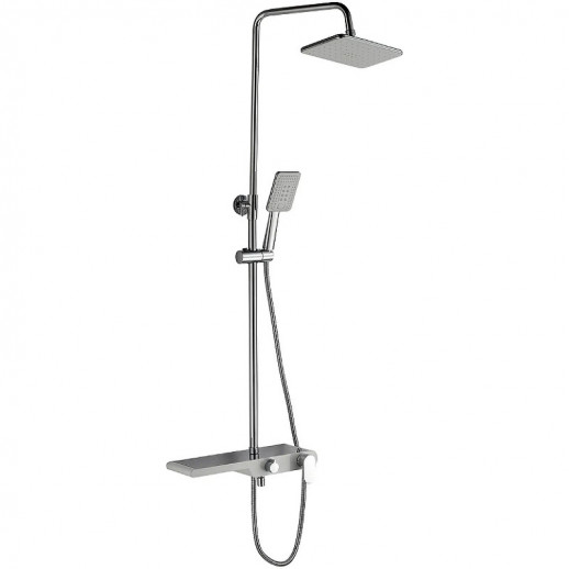 Душевая система Haiba HB2421 с полочкой (латунь пластик) белый, хром