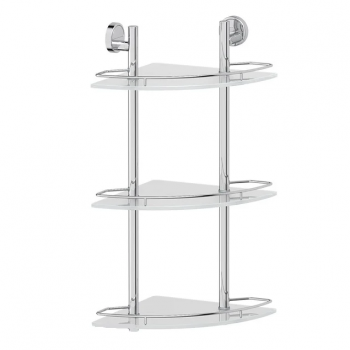 Полка угловая 3-х ярусная 28 см FBS Luxia LUX 073 матовое стекло, хром