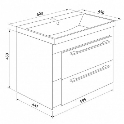 Тумба с раковиной IDDIS Color Plus 60 подвесная белая/под дерево (COL60W0i95K), дизайн современный
