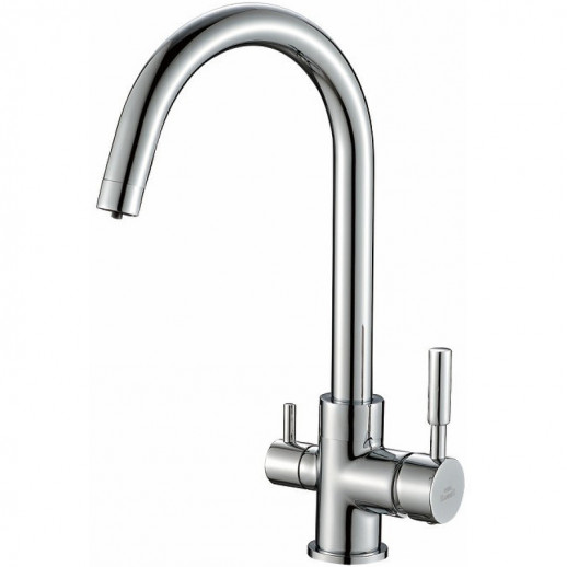 Смеситель для кухни Haiba HB76840 с подключением к фильтру поворотным изливом и аэратором (латунь) хром