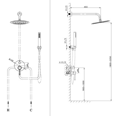 Душевая система Raiber Graceful RP-005 хром 1 режим