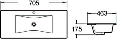 Раковина SantiLine SL-2102 (70) прямоугольная 70,5х46,3 см, белая