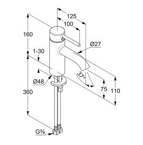 Смеситель для раковины KLUDI BOZZ хром 382720576
