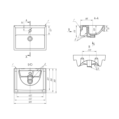 Мебельный умывальник Dreja Mini 50 см, белая керамика