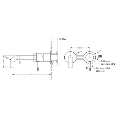 Смеситель для раковины Boheme Uno 465-B встраиваемый, черный матовый