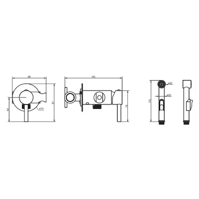 Гигиенический душ со смесителем Dorff Logic D3075000 хром серый