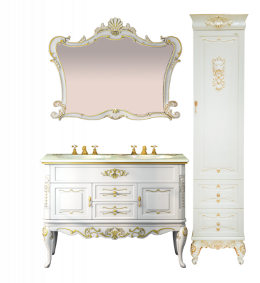 Зеркало для ванной Misty Bianco 100 белое сусальное золото 100х90 (Л-Бья02100-391)