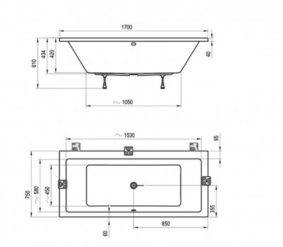RAVAK C691000000 Акриловая ванна Formy 01 170 см 75 белый