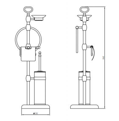 Стойка WC и биде 4-х функциональная MIGLIORE Mirella 17345, золото