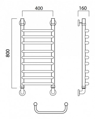Водяной полотенцесушитель Акванерж Скоба групповая 800x400 (01-06-8040)