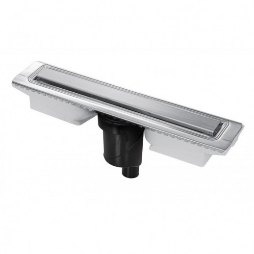 Желоб BERGES водосток C1 Norma 400, матовый хром, S-сифон D50/105мм H50 вертикальный