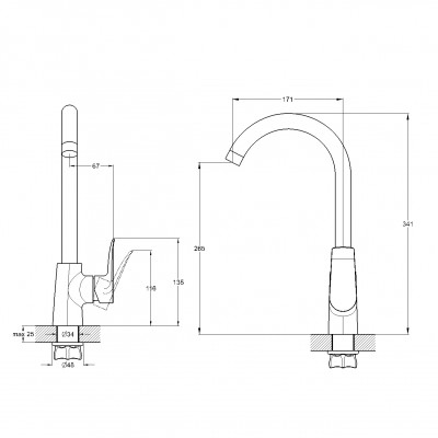 Кухонный смеситель G-Lauf GOB4-A134 хром