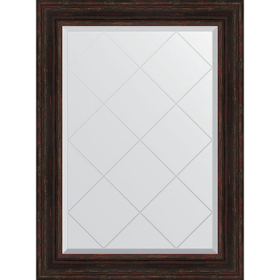 Зеркало настенное Evoform ExclusiveG 106х79 BY 4205 с гравировкой в багетной раме Темный прованс 99 мм