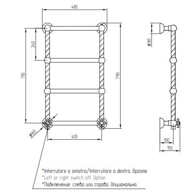 MIGLIORE EDERA 20297 полотенцесушитель электрический, бронза