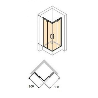 Huppe X1 120103.069.321 дверь для углового входа 90 см х 90 см, стекло прозрачное