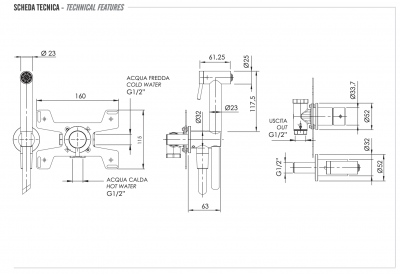 Гигиенический душ со смесителем Remer X Style INOX SSX60P, нержавеющая сталь