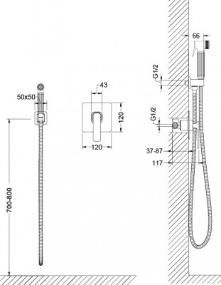 Timo Torne 4389/00SM chrome встраиваемый смеситель с гигиеническим душем, хром