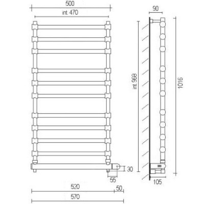Электрический полотенцесушитель Margaroli Sole 570x1016мм лесенка латунь хром (5644711SAB)