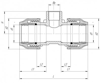 Тройник компрессионный переходной с внутренней резьбой VALFEX 20x3/4"x20 черно-синий (1210012003420)