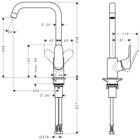 Hansgrohe Focus 31820800 смеситель для кухни, нержавеющая сталь