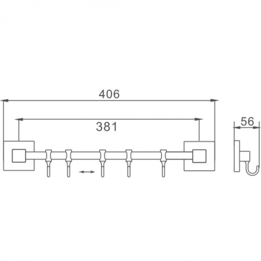 Вешалка для полотенец Haiba HB8615-5 (металл) хром
