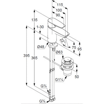 Смеситель для раковины KLUDI Pure & Solid хром 342760575