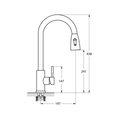 Смеситель для кухни с режимом "душ" G.Lauf ZAP4-H090, нержавеющая сталь