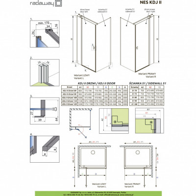 Душевая дверь Radaway Nes KDJ II 100 L 10032100-01-01L прозрачная профиль хром