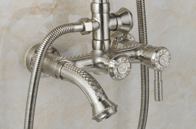 Zorg Antic A 201DS-SL душевая стойка со смесителем, матовое серебро