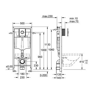 Grohe Rapid SL 38813001 комплект для подвecного унитаза, с кнопкой Nova Cosmopolitan