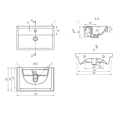 Мебельный умывальник Dreja Mini 60 СК см, белая керамика