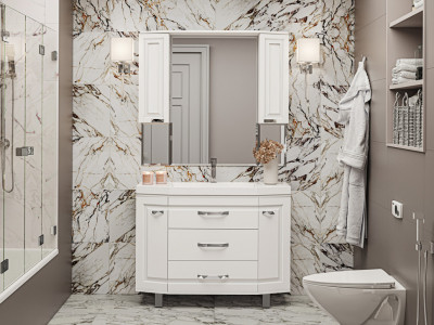 Тумба для раковины Misty Терра - 110 с 3 ящ. белая П-Тер01110-0113Я