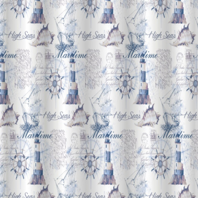 GFmark шторка для ванной с рисунком МОРЕ без колец, 180 см x180 см, полиэстэр