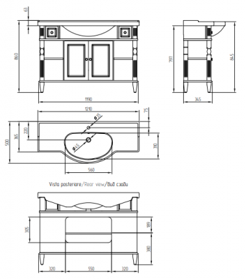 Migliore Kantri L128 cm комплект мебели для ванной без раковины и столешницы