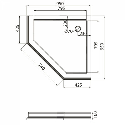 Душевой поддон из стеклокомпозита Migliore Diadema 95х95 24481 белый