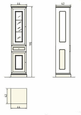 Шкаф пенал в ванную Migliore Ravenna 44 L 27071 слоновая кость золото