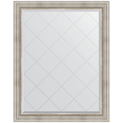 Зеркало настенное Evoform ExclusiveG 121х96 BY 4362 с гравировкой в багетной раме Римское серебро 88 мм