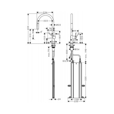 Смеситель для кухни с вытяжным изливом Hansgrohe Talis M54 72803000 (хром)
