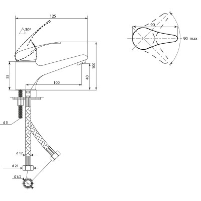 Смеситель для раковины Славен Прораб П хром рычажный (СЛ-ОД-П10)