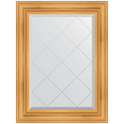 Зеркало настенное Evoform ExclusiveG 91х69 BY 4116 с гравировкой в багетной раме Травленое золото 99 мм