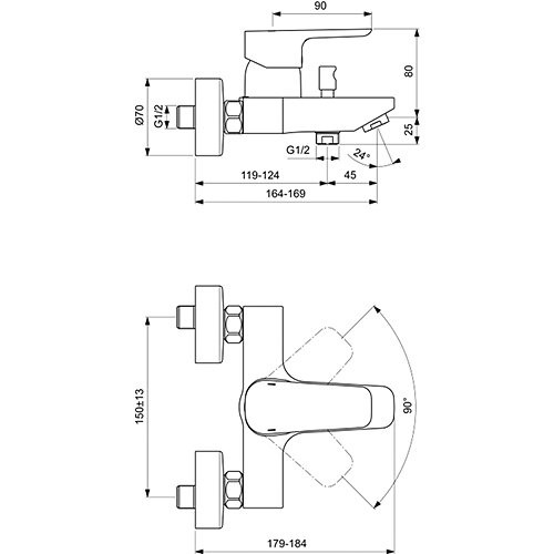 IDEAL STANDARD Ceraplan III B0718AA смеситель ванны с душем, хром