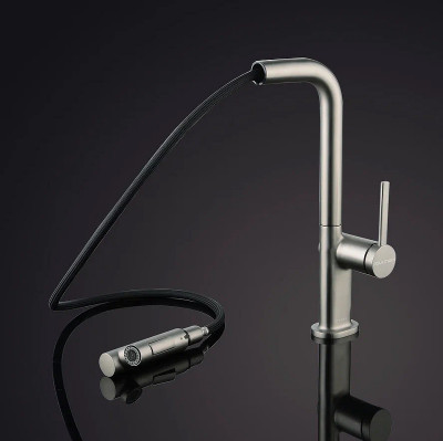 Смеситель для кухни Paulmark Neo Ne214419-Ni никель с выдвижным изливом