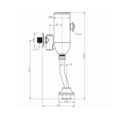 Cмывное устройство для писсуара сенсорное Raiber Sensor RSF88307, хром