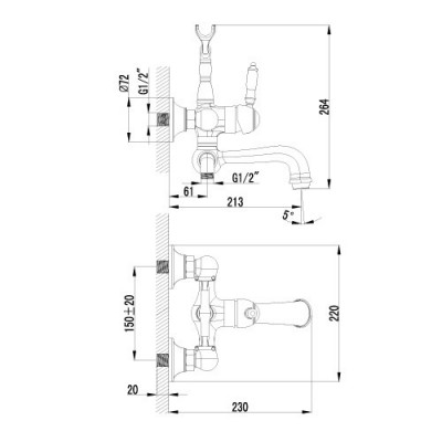 Lemark Villa LM4812B смеситель для ванны с ручным душем и шлангом, бронза