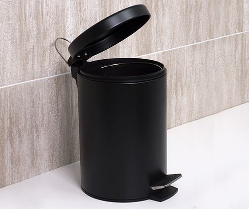 WasserKRAFT K-635BLACK ведро с педалью 5L, черный/хром