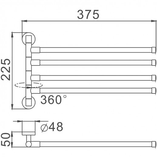 Полотенцедержатель Haiba HB8714 поворотный (металл) черный