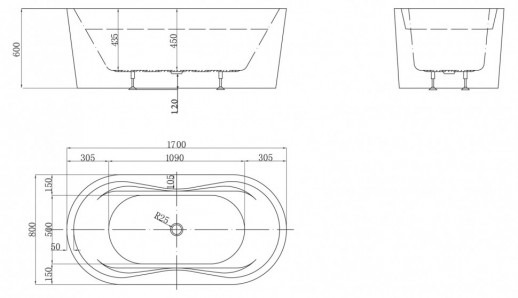 Акриловая ванна BelBagno BB407-1700-800