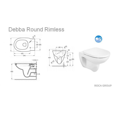 Чаша унитаза Roca Debba Round подвесная безободковая 346998000 овальная