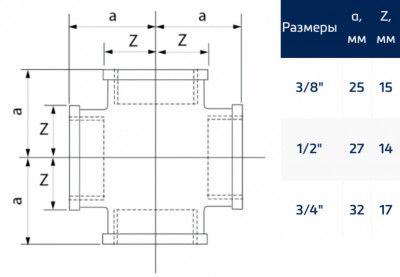 Крестовина 3/4"x3/4"x3/4"x3/4", бронза CONEX BANNINGER серия 3000 (3180006000000)
